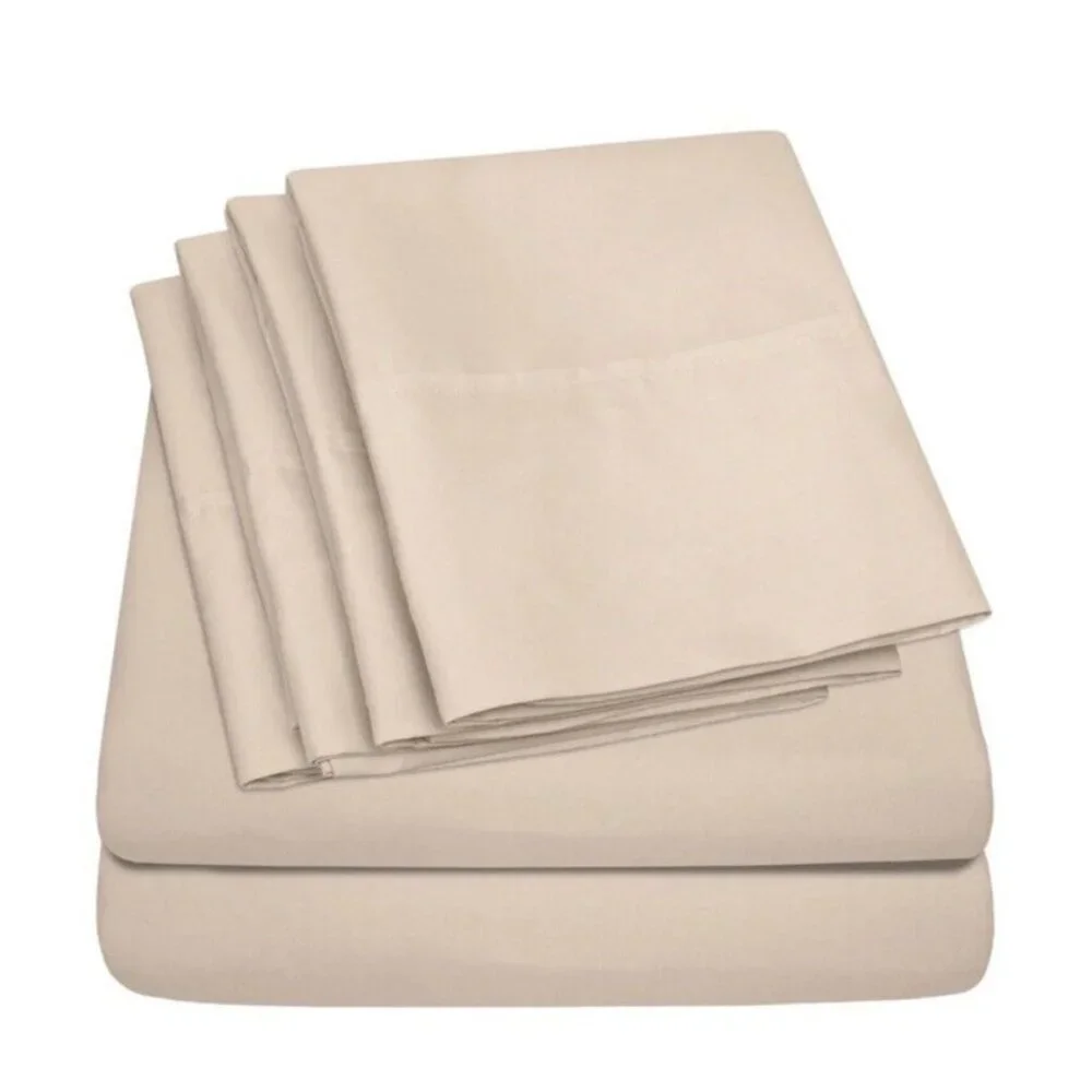 Sweet Home Collection Beige 1500 Count 6 Piece Bedroom Full Bed Sheet‎ Set